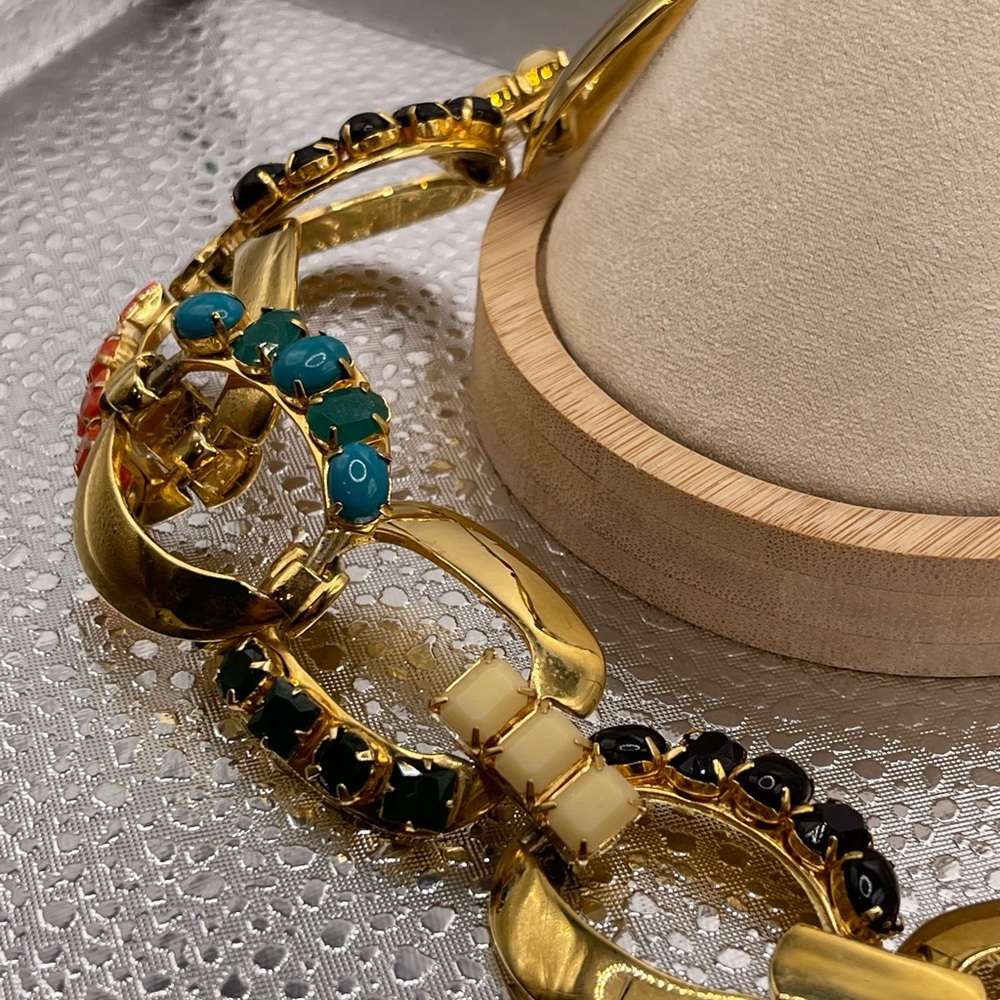 Kate Spade RARE stunning gold link necklace with colored stones - Picture 8 of 11